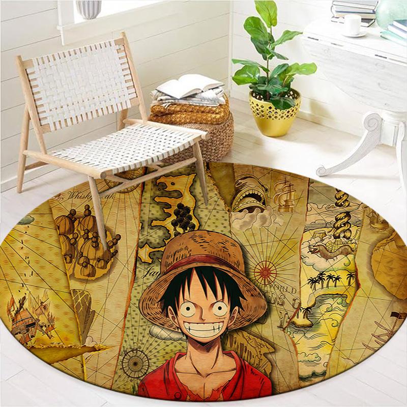 Ковер круглый с изображением Манки Д. Луффи из One Piece, ковер для гостиной, спальни, дивана, игровой комнаты, нескользящий коврик