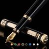 Черная лакированная перьевая ручка от Luxury с отделкой из 24-каратного золота и привлекательным пером Schmidt, покрытым 18-каратным золотом, элегантный подарочный набор для перьевой ручки для мужчин