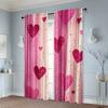 2 Pcs Pink heart print curtains,suitable for bedroom,living room kitchen decoration,home decoration,window decoration