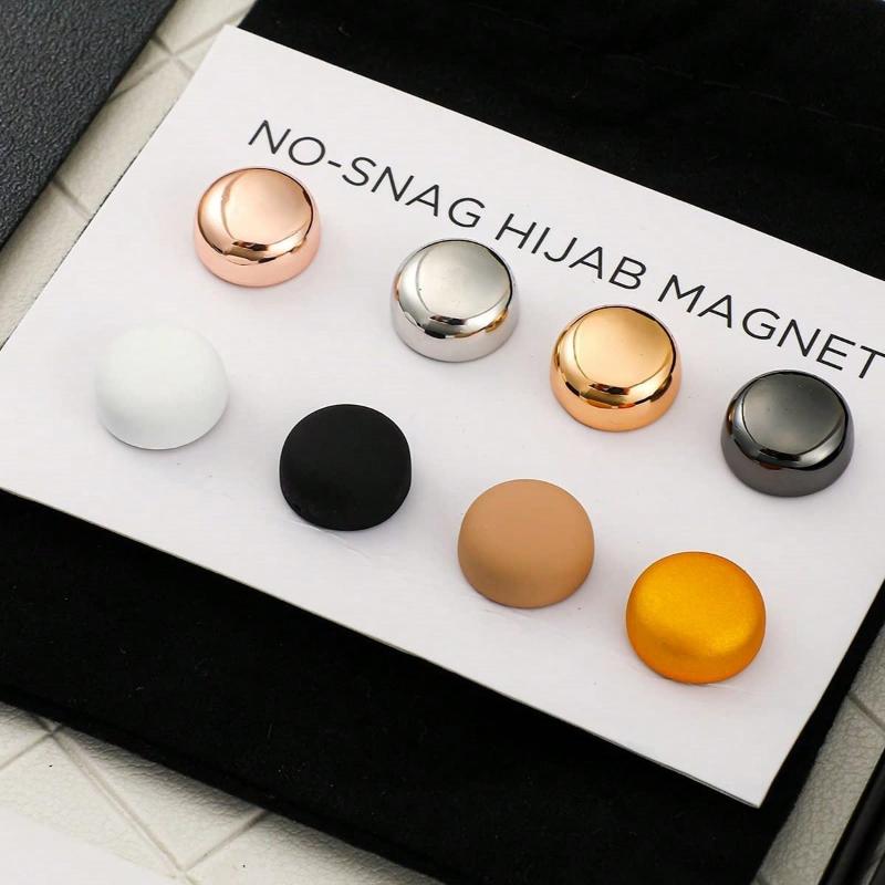 8pcs Hijab Magnetic Pins, Classic Round Shiny Matte Stable Scarf Clips, Colorful Multi-Use Pins For Women Clothing Scarves, Small Scarf Clips