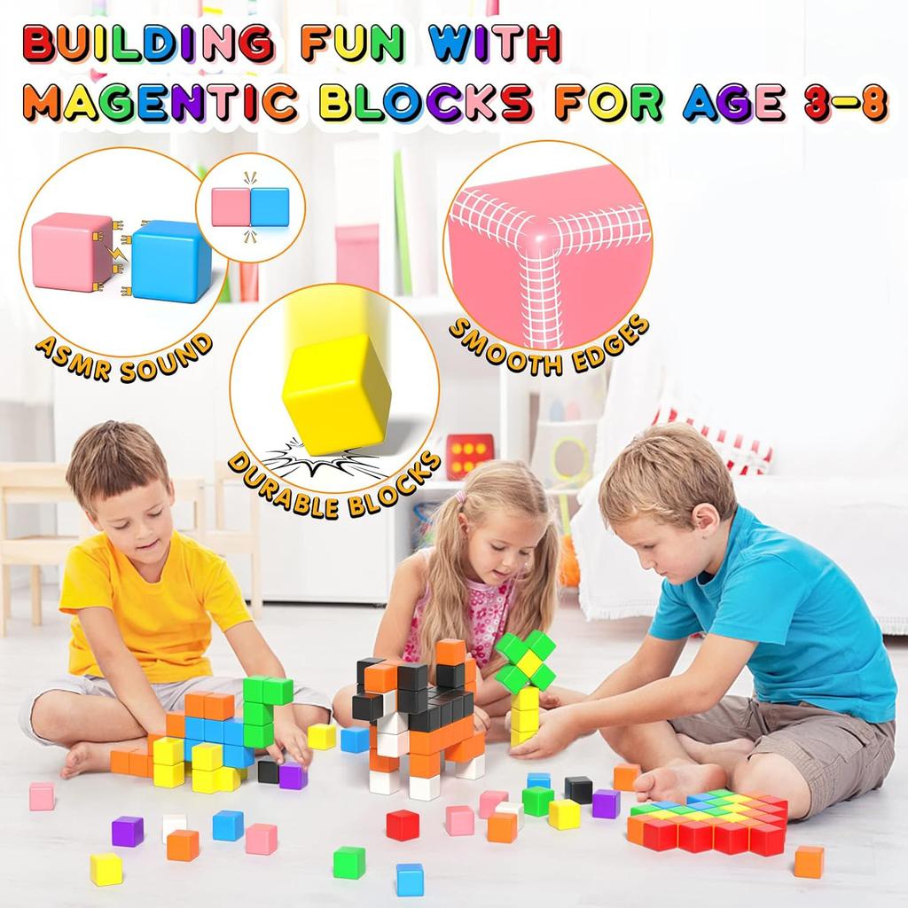 Магнитные строительные блоки Магнитные кубики Образовательные STEM Монтессори-сенсорные игрушки для детей от 3 лет Мальчики и девочки Магнитные игрушки