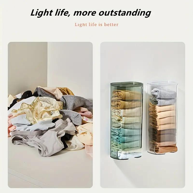 Настенный самоклеящийся контейнер для хранения мусорных пакетов для шкафа, прозрачная полка для хранения нижнего белья, полка для хранения носков