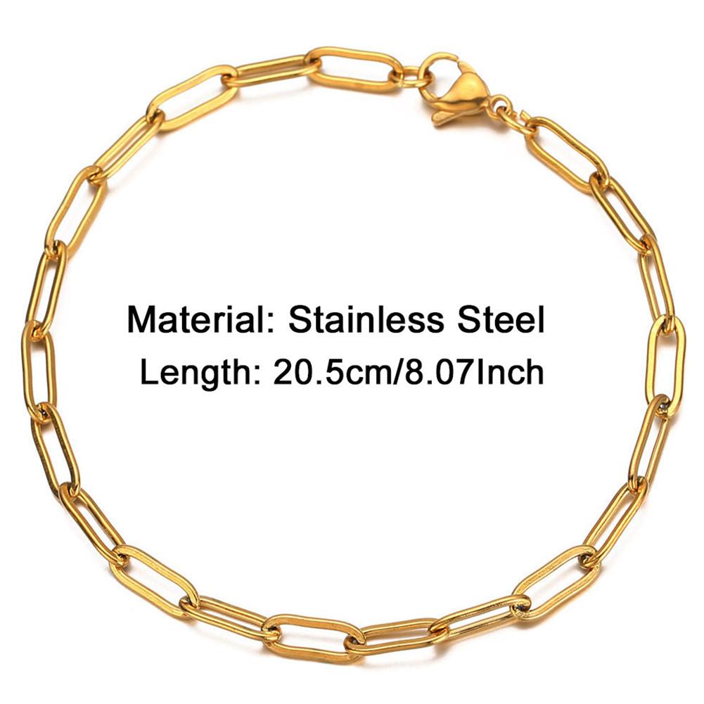 Stainless Steel Paperclip Chain Toggle Bracelet for Women Hip Hop Bracelet Jewelry Gifts