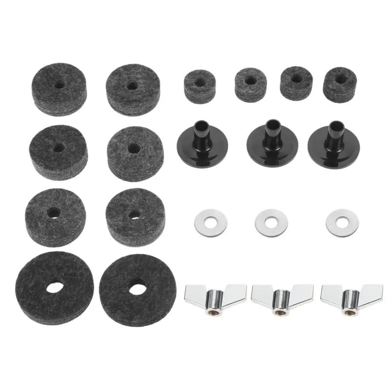 Cymbal Felts Hi-Hat Clutch Felt Hi Hat Cup Felt Cymbal Stand Sleeves with Base Wing Nuts and Cymbal Washer for Drum Set of 21Pcs