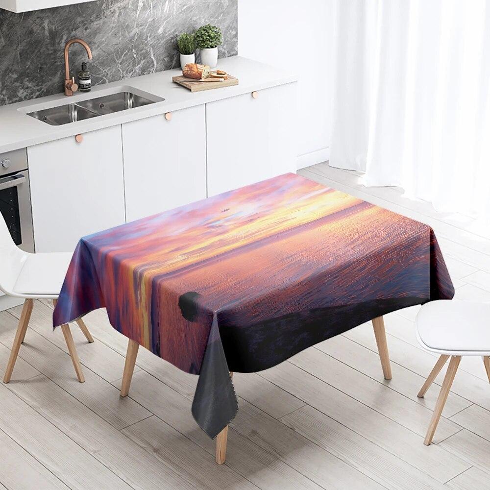 Natural Scenery Tablecloth Sunset  Anti-fouling Waterproof Rectangular Kitchen Dining Table Home Decoration