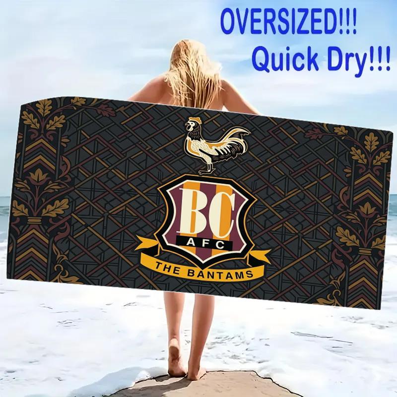 Пляжное полотенце Bradford City AFC, Большое, Мягкое, Быстросохнущее, для Пляжа, Кемпинга, Плавания