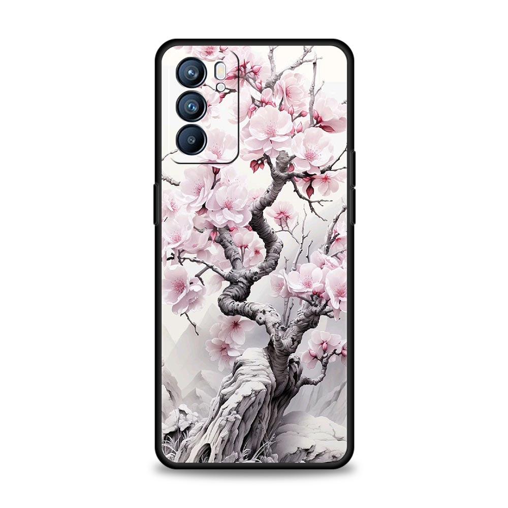 Чехол для телефона 'Цветущая вишня' для Oppo Reno8 Reno7 Reno6 Pro A54 5G Find X6 X5 A53 A52 A9 A15 A95 A17 A16 A76 A74 A57 A31