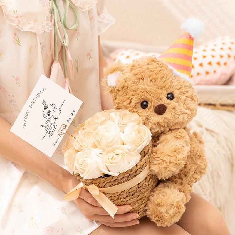 Hugging Flower Bear Doll Plush Toy Forever Bouquet Teddy Bear Qixi Festival Valentine's Day Birthday Gift Doll Doll