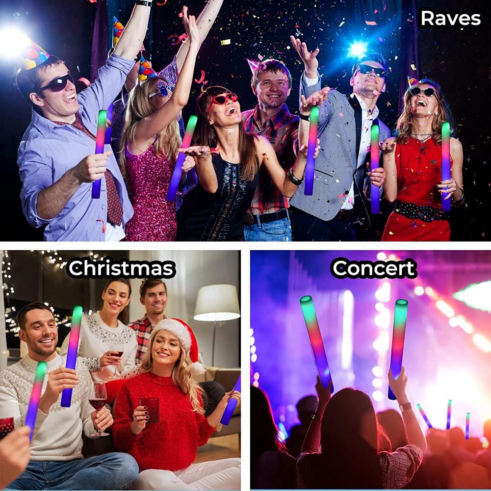 Светодиодные пенопластовые палочки, мигающие светящиеся палочки, товары для вечеринок, светящиеся дубинки, палочки, светящиеся в темноте для свадебной вечеринки, рейв-концерта