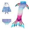 3 шт. купальник для девочек с хвостом русалки для плавания, костюм принцессы русалки, комплект бикини для детей от 3 до 12 лет