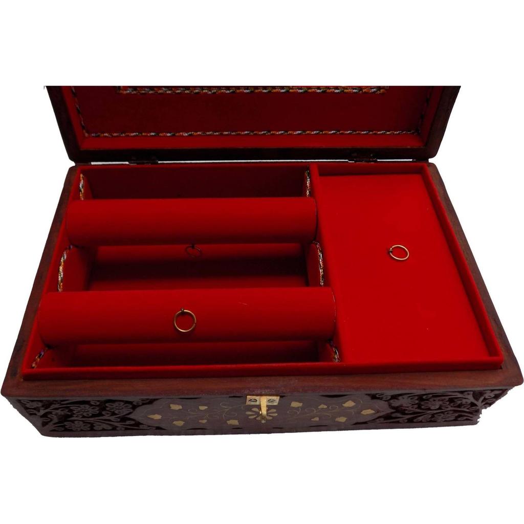 Handicraft BANGLE AND JEWELLERY HOLDER OF BRASS INLAY WORK AND CARVING BANGLE HOLDER, JEWELLERY HOLDER Vanity Box  (Brown)