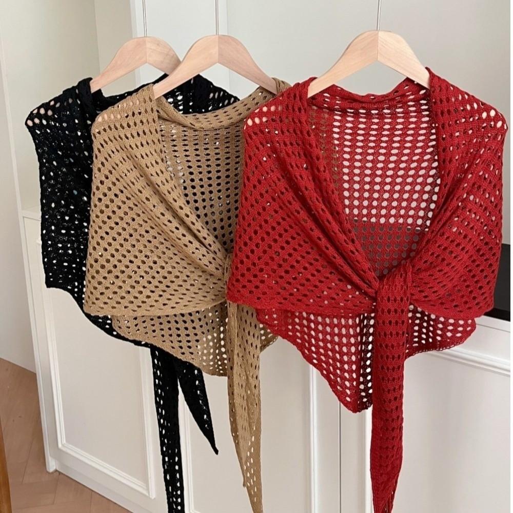 Solid Color Triangle Scarf Shawl Breathable Women Shawl Wrap Fashion Knitted Scarf