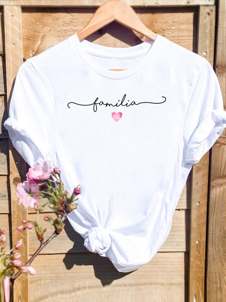 (Asian Size) Women's Love Letter Sweet Style Cute Top T Clothing Casual Fashion Print Female Casual Graphic Tee Short Sleeve T-shirts