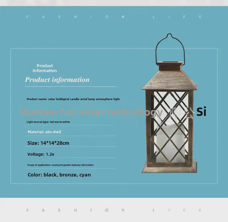 Solar Retro Palace Lantern with Flickering LED Candle for Outdoor Lawn and Garden Decoration