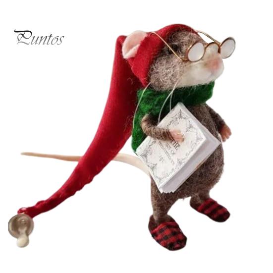 Украшение войлочная мышь, сделанное вручную, милые фигурки мышей из фетра, пушистая кукла-мышь в свитере для рождественского декора стола