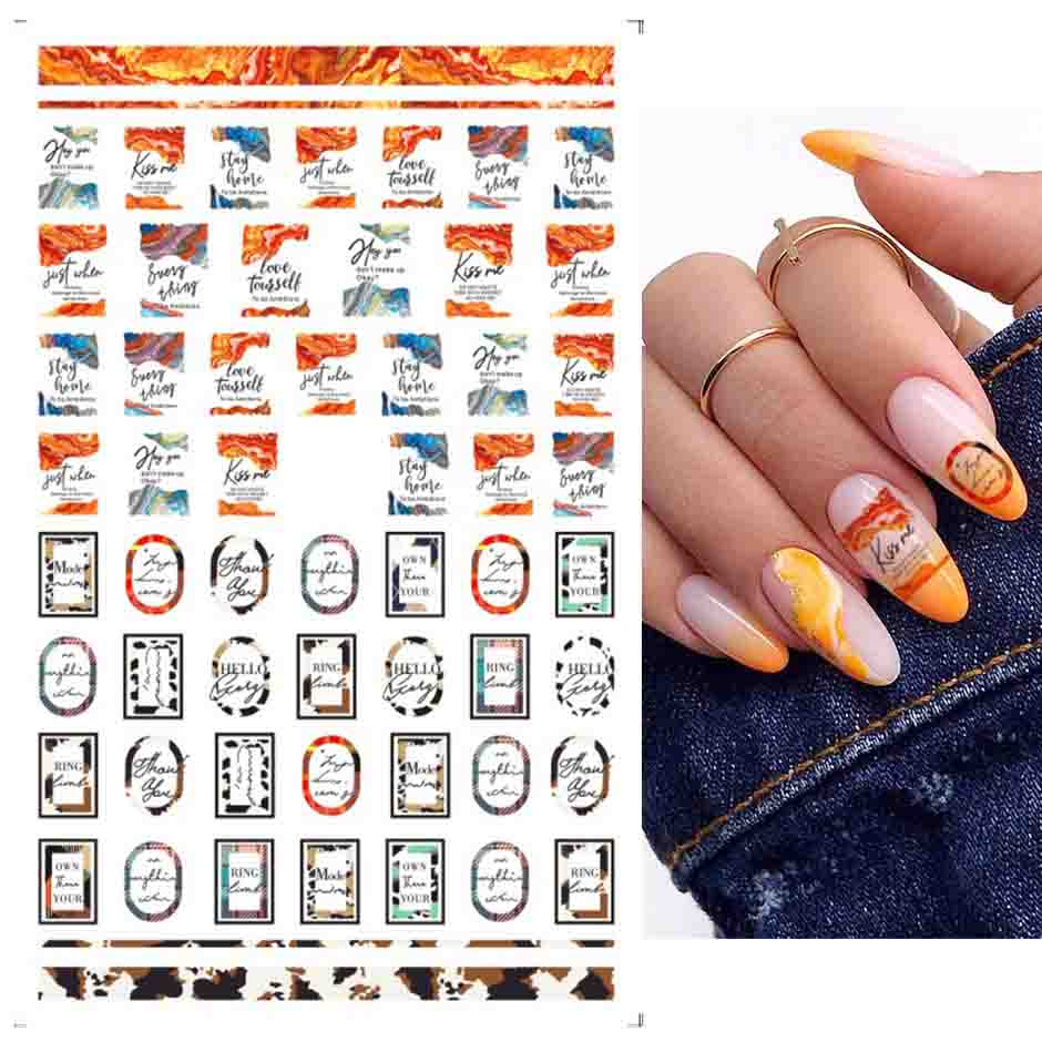 Красочные абстрактные волнистые линии 3D наклейки для дизайна ногтей цветок цветочный лист наклейки для ногтей украшения для ногтей