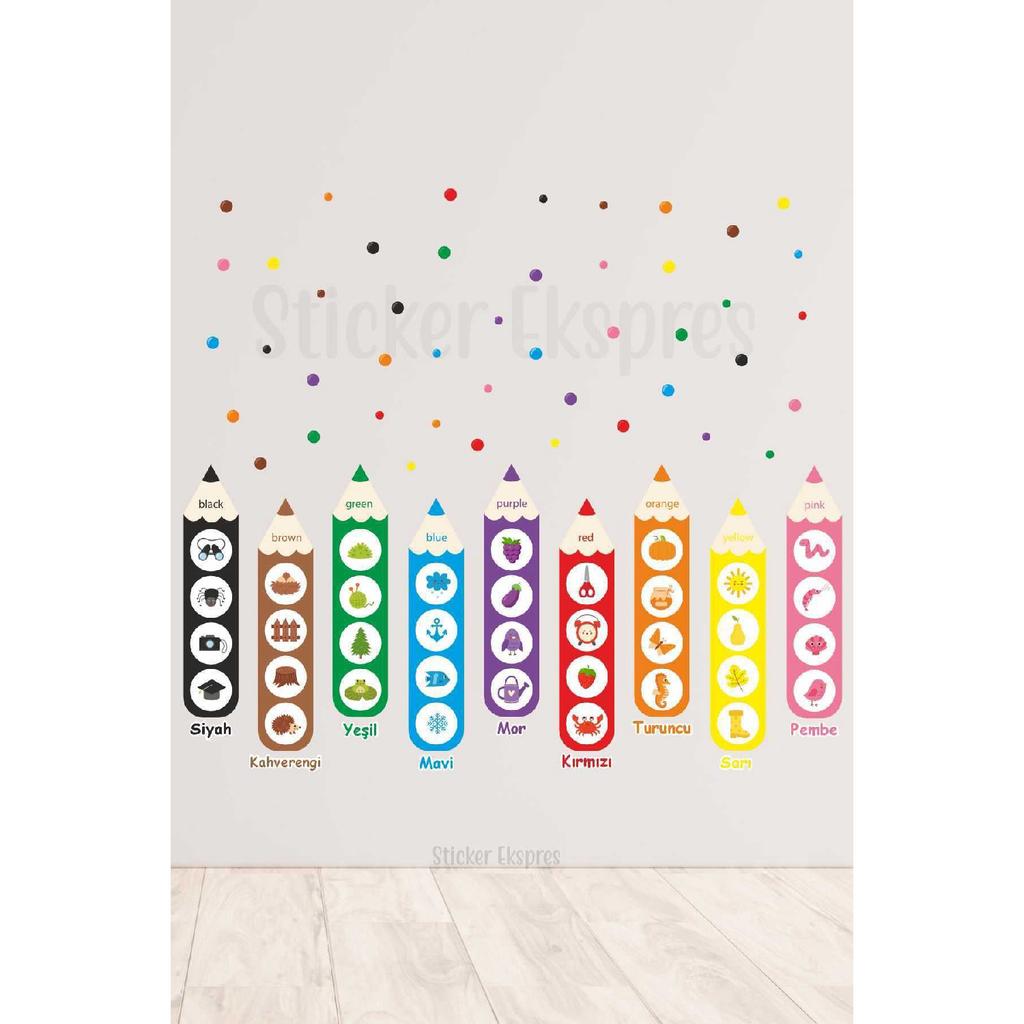 I'm Learning Colors Kindergarten Nursery School Children's Room Wall Door Glass Sticker Set