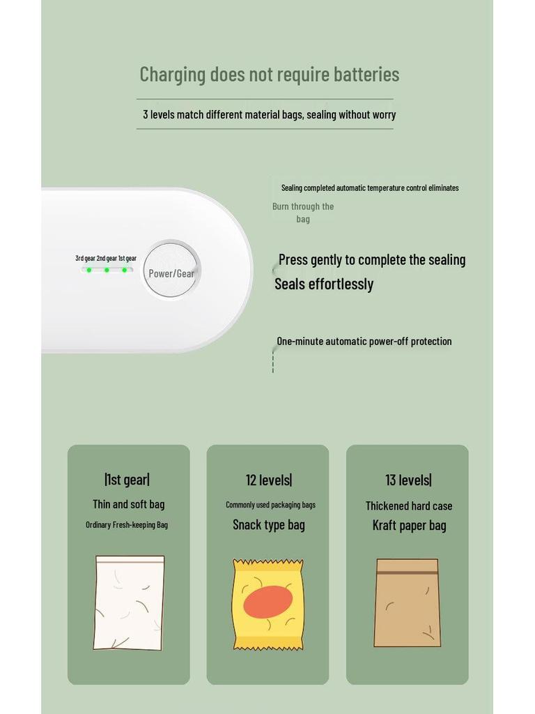 Перезаряжаемый Портативный Мини Запайщик для Упаковки Снеков