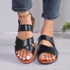 Ladies Shoes Hot Sale 2024 New Fashion Buckle Women's Sandals Summer Solid Outdoor Flat Casual Women Beach Sandalias Zapatos