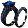 Duowei Black Gold Plated Retro Ring Sets for Men and Women - European and American Style Engagement Jewelry