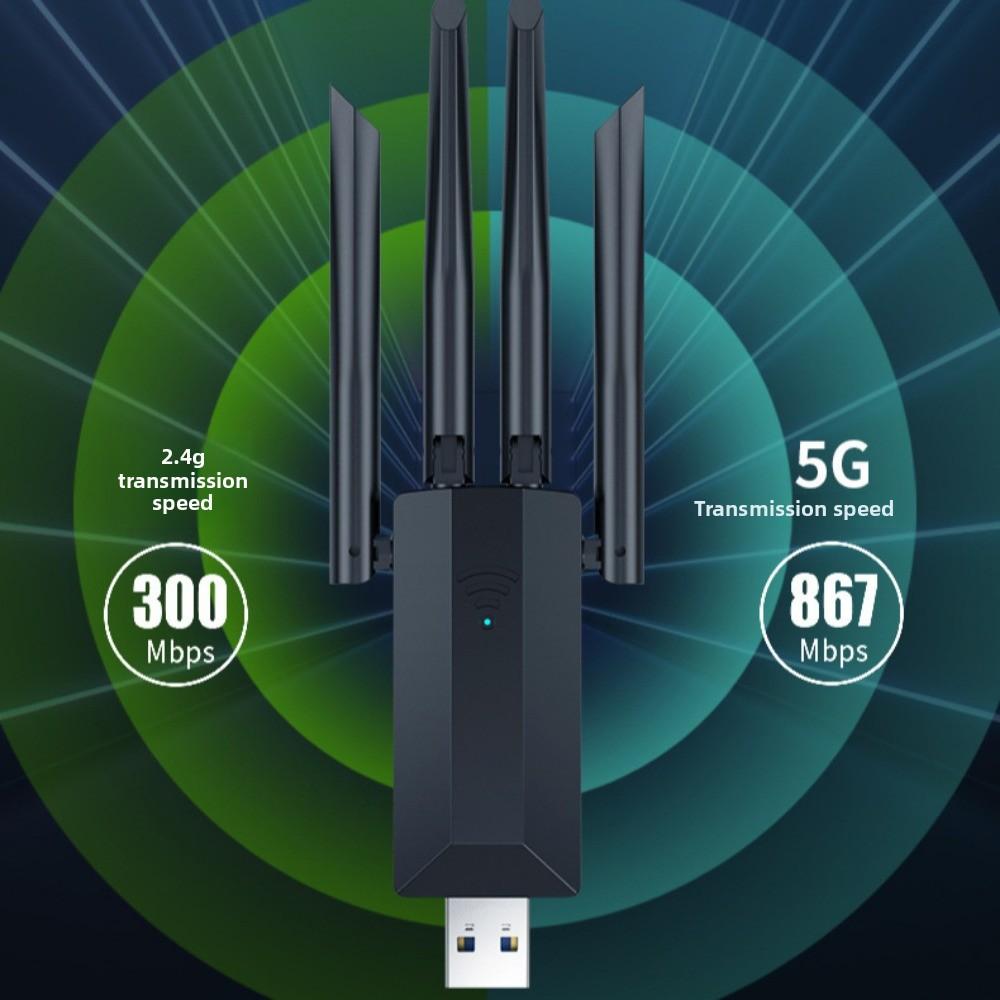 1200M High Speed 5G Dual Band USB WiFi Adapter for Desktop PC No Installation Strong Signal Penetration