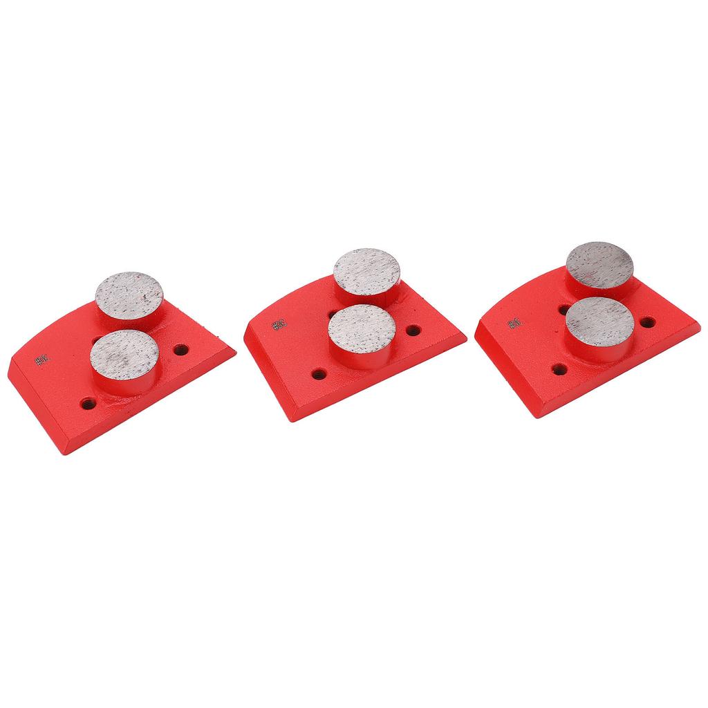 3Pcs Diamond Grinding Pads Red Trapezoid 30# Grit 2 Cylindrical Teeth for Concrete Polishing