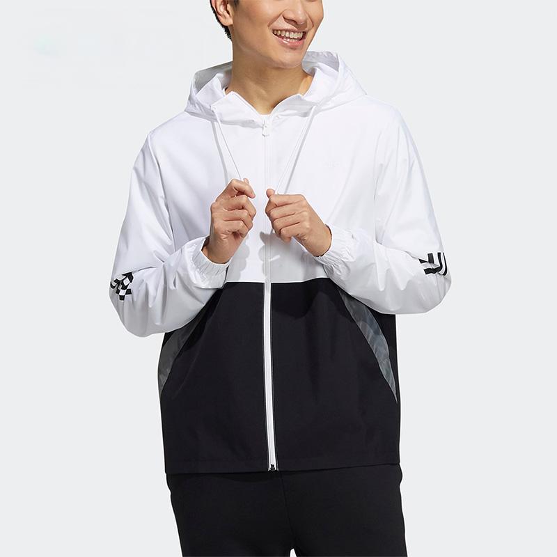 Adidas Neo Color Block Hooded Casual Jacket Men Jackets White H45178