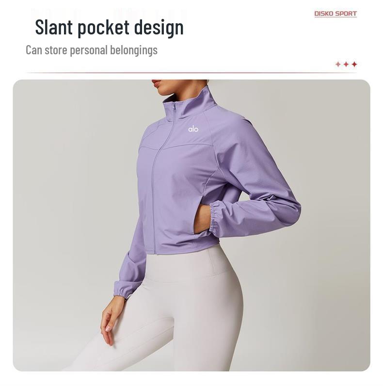 Женская тонкая ветрозащитная быстросохнущая куртка Alo Yoga для бега – Осень/Зима