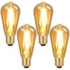 Aurogeek LED Bulbs, E26 Base, 6W, ST64 Filament, Amber, Edison Bulb, 800lm, 2700K, 60W Equivalent, Non-Dimmable, Retro Style, Wide Beam, for Pendant