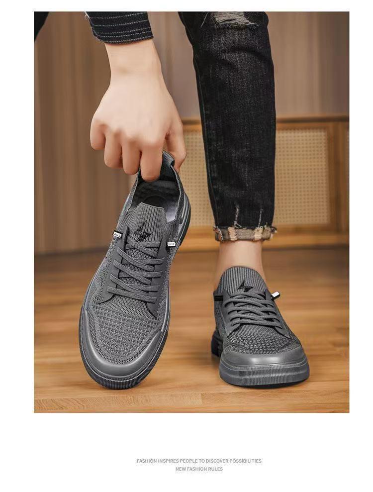 Мужские дышащие сетчатые повседневные кроссовки Flyknit - Коллекция Весна/Лето 2026, на плоской подошве, удобные кеды