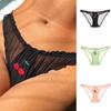 Transparent Triangle Ruffle Lace Mesh Panties: Embroidered European & American Style Women's Underwear