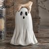 Decorative Ghost for Fall Decor Halloween Figurine, Cute Statue with Creepy Cape Fingers, Whimsical Figurine Home Desk Party Decor, Funny Indoor