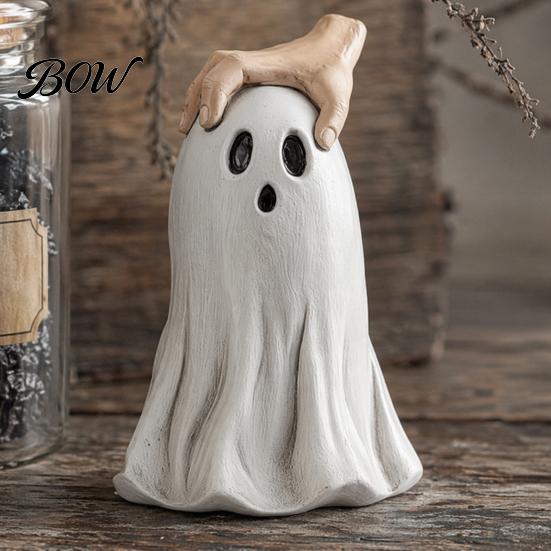 Decorative Ghost for Fall Decor Halloween Figurine, Cute Statue with Creepy Cape Fingers, Whimsical Figurine Home Desk Party Decor, Funny Indoor