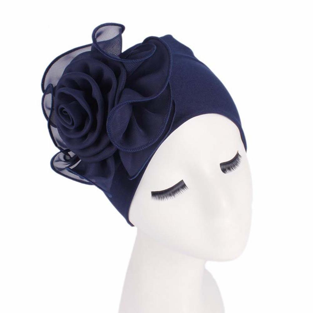 Women Elegant Side Large Flower High Elastic Fashion Cap
