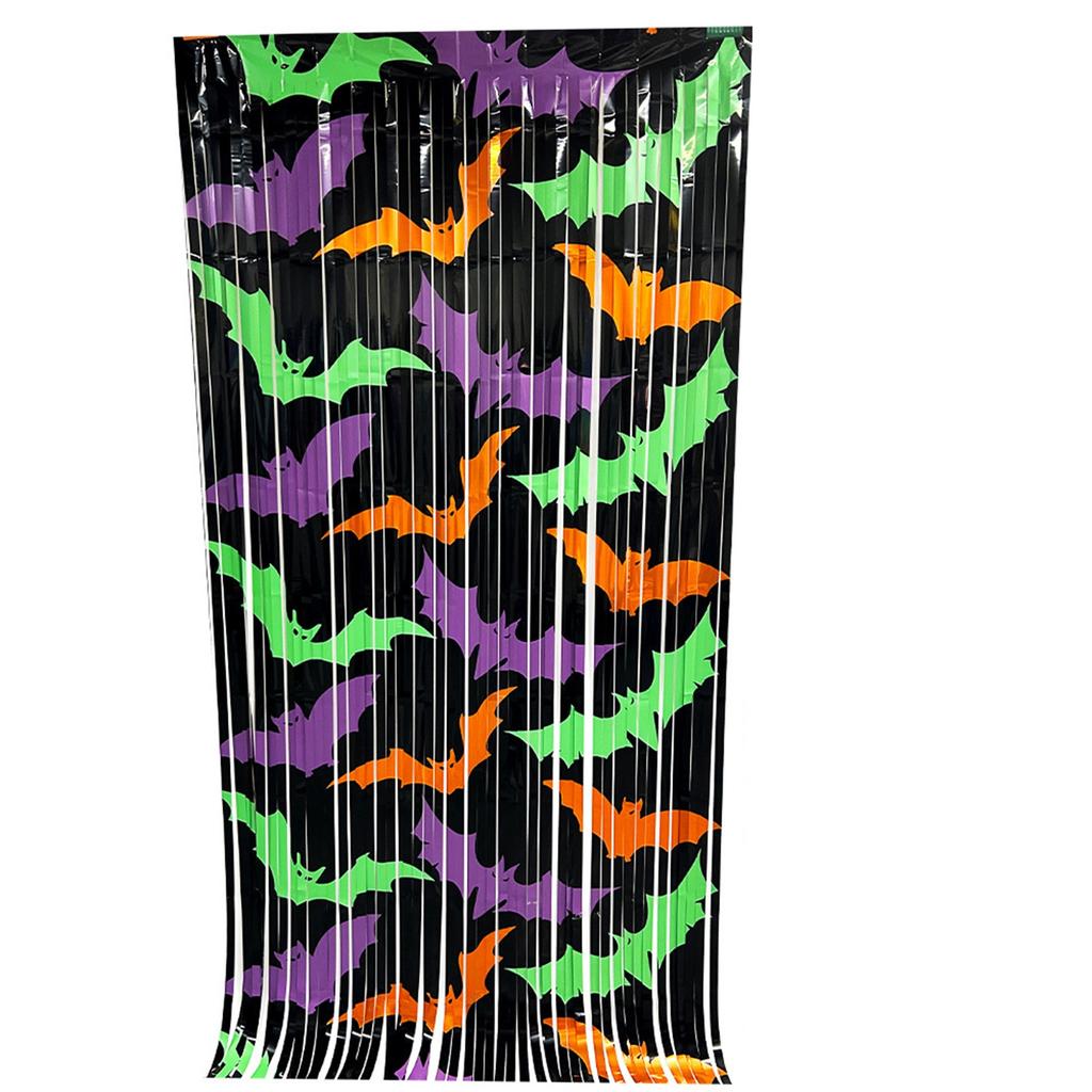 Halloween Beaded Curtain Party Backdrop Spooky Photo Booth Decor Gothic Door Hanging Ghost Pumpkin Bat Theme