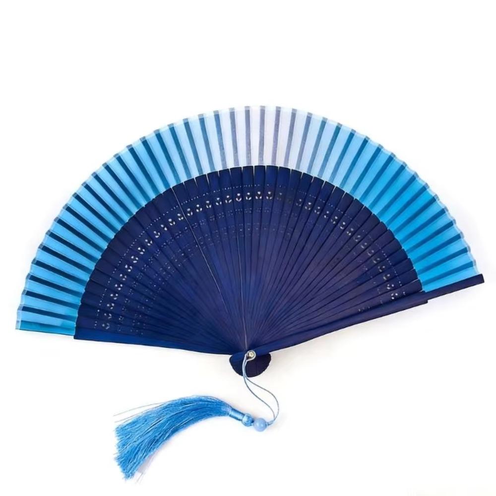 Gradient Color Retro Hand Fan Portable Dance Fan Chinese Style Bamboo Folding Fan Gift Giving