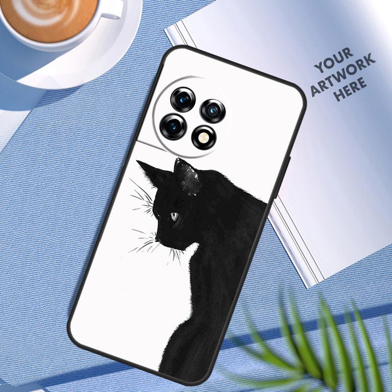Черный Кошачий Мордочка Китти Чехол Для OnePlus Nord CE 5 2 3 4 Lite N20 N30 OnePlus 15 13 12 11 9 10 Pro 13R 10T 13T Обложка