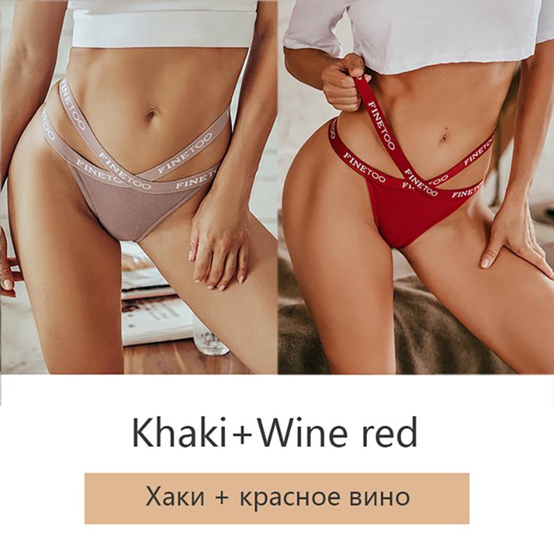 FINETOO 2Pcs/set Women Panties Sexy Thongs Cotton Underwear Letter G-string Panties Cross Belt Ladies Soft Low Waist Thongs Female Briefs Lingerie