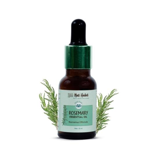 Эфирное масло розмарина Nat Habit, чистое, полученное методом паровой дистилляции, для роста волос, от прыщей и седых волос, 100% натуральное и терапевтического класса - 15 мл