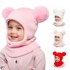 Baby Double Ball Ear Protection One-Piece Hat Toddler Hat Winter Girl Winter Hat Scarf Earflap Hood Scarves with Pompom Winter Hat Scarf Earflap Hood
