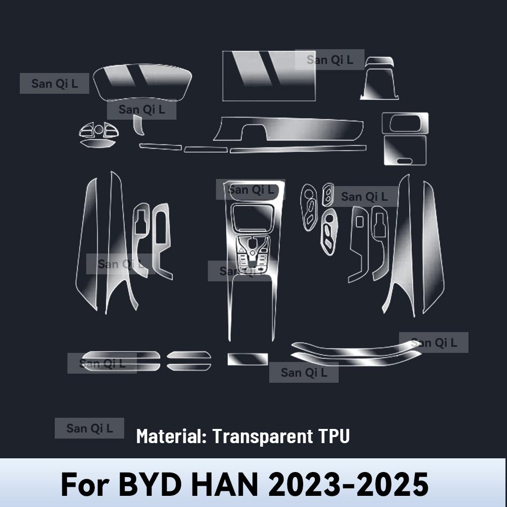 Transparent TPU For BYD HAN 2024 2025 Car Center Console Media Dashboard Navigation Anti-scratch Protector Interior Film