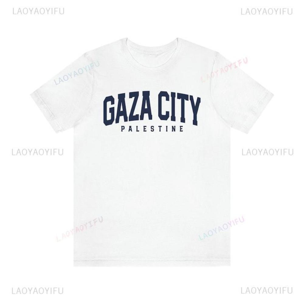 Gaza City Palestine Printed T Shirt Tops Simple Classic Tops Tee Shirt Woman Men High Quality C
