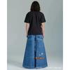 Mens Relaxed Fit Washed Denim Jeans With Embroidered Hip Hop Graphic Casual Wear