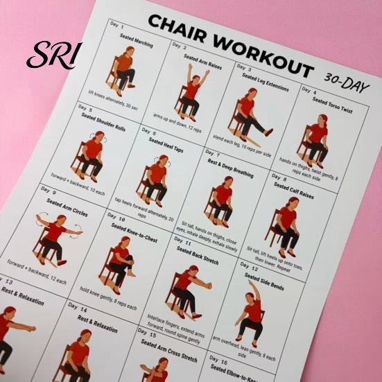 Therapy Room Exercise Poster 2Pcs Tai Chi Chair Exercises for Seniors and Beginners 10x8 Inch Frameless Fitness Senior Mobility Schedule with