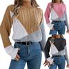 Женская мода повседневный свободный свитер контрастного цвета с длинным рукавом пуловер топ