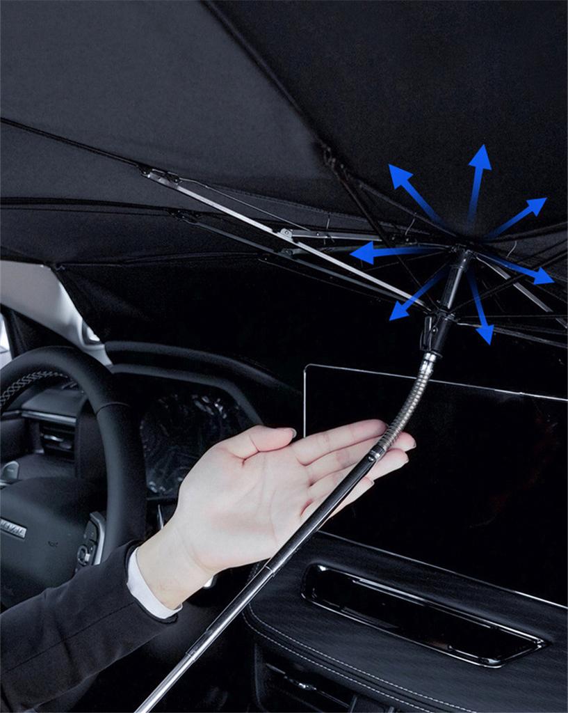 Upgraded Car Windshield Sun Shade Umbrella with Free-Adjustment Handle Windscree
