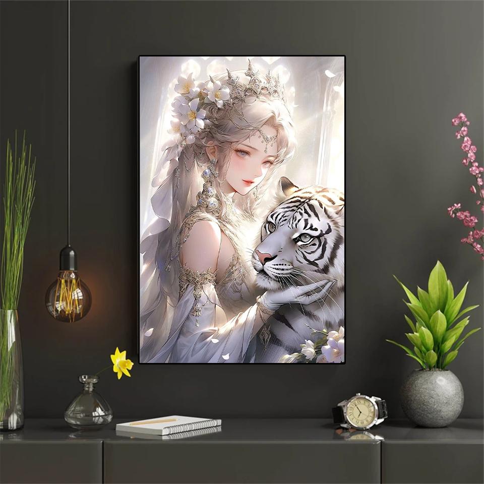 Алмазная картина, вышитая зодиаком и портретом аниме-феи, набор 5DDIY, красочный дракон, кролик и свинья, украшение для дома