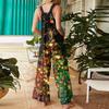 Women's Casual Christmas Printed Jumpsuit Sleeveless Printed Cotton Jumpsuit