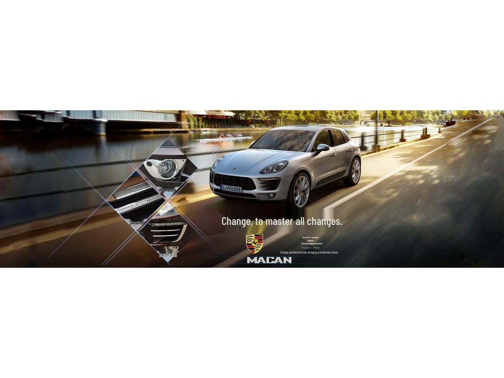 Комплект для модификации центральной решетки и накладок на фары Porsche Macan