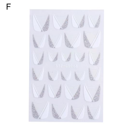 Nail Sticker French Style DIY Colorful Line Decal Powder 3D Transfer Slider for Manicure